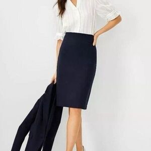 LOFT Dark Blue Cotton Pencil Skirt Size 00
